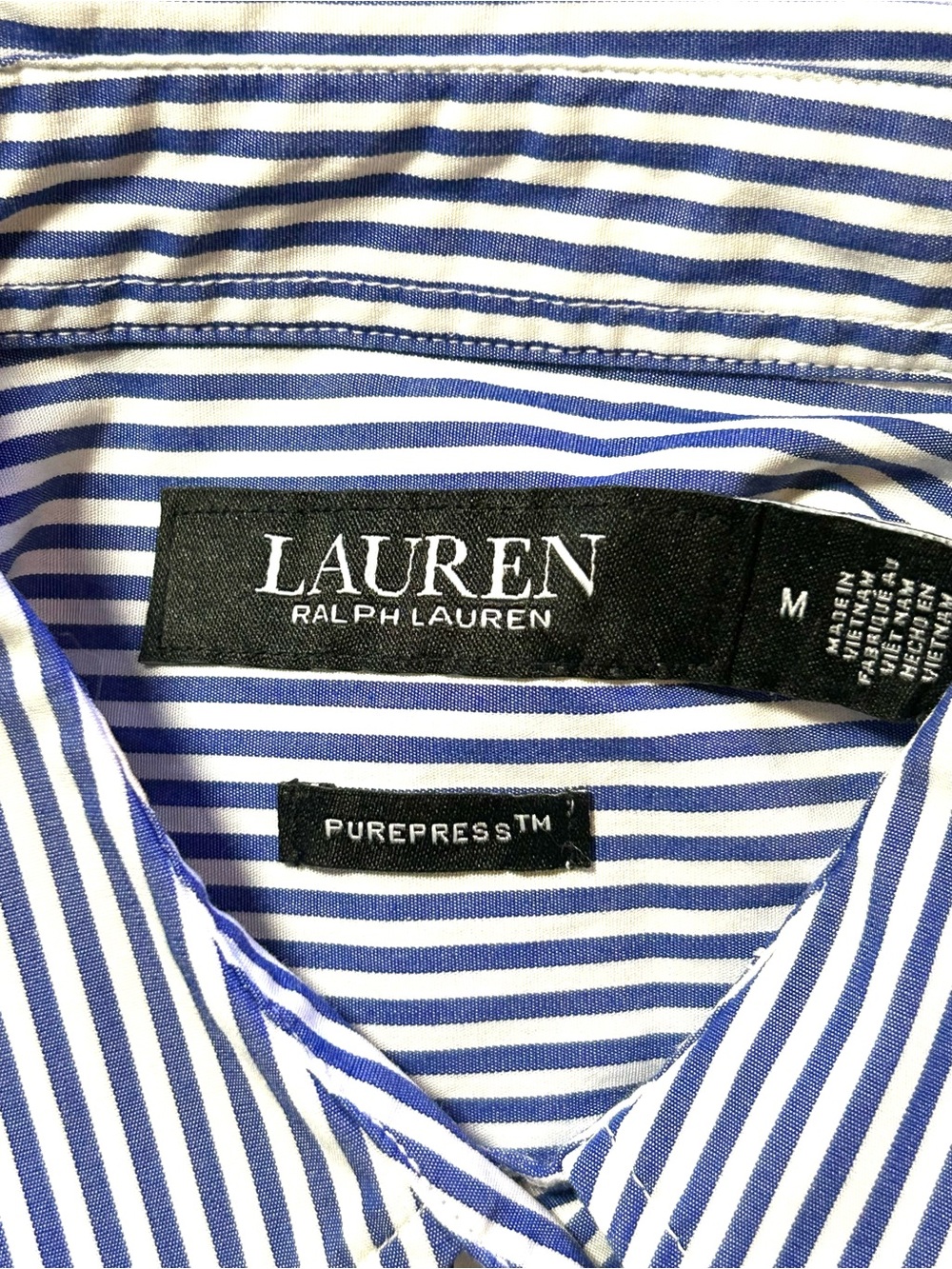 Polo Ralph Lauren Black Label Size M Blue/White Pinstripe Button Down Shirt - Picture 7 of 8